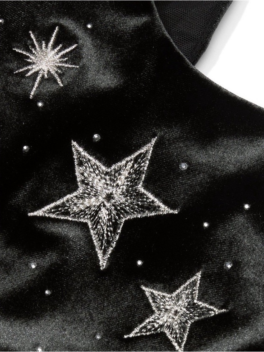 Victoria’s Secret Black Velvet with silver Star embroidered Tank Top - Picture 4 of 6
